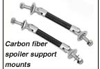 Support hardware for mounting front spoiler/splitter; carbon fiber. Set of dual swival mounting hardware just like hardware used on race cars to give additional support against high speed wind forces on front spoilers or DTM splitters. Carbon fiber and aluminum; 45mm length.