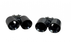 Dual tailpipe tips, Deluxe Black Chrome for Porsche 997 2006-12
