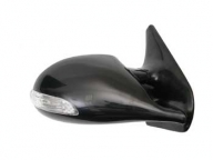 Mirror set, pair, 500 series, black or carbon fiber look, electric with amber directional indicator